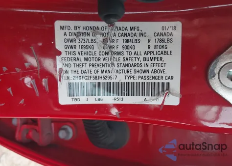 2018 Honda Civic Lx z USA, uszkodzony, nr VIN 2HGFC2F58JH529517